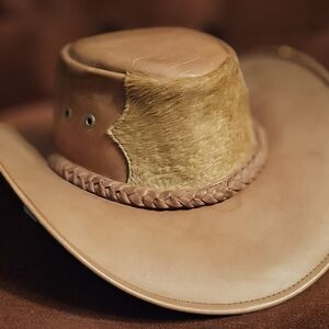 "Gran Texas" Men's Tan Leather Cowboy Hat